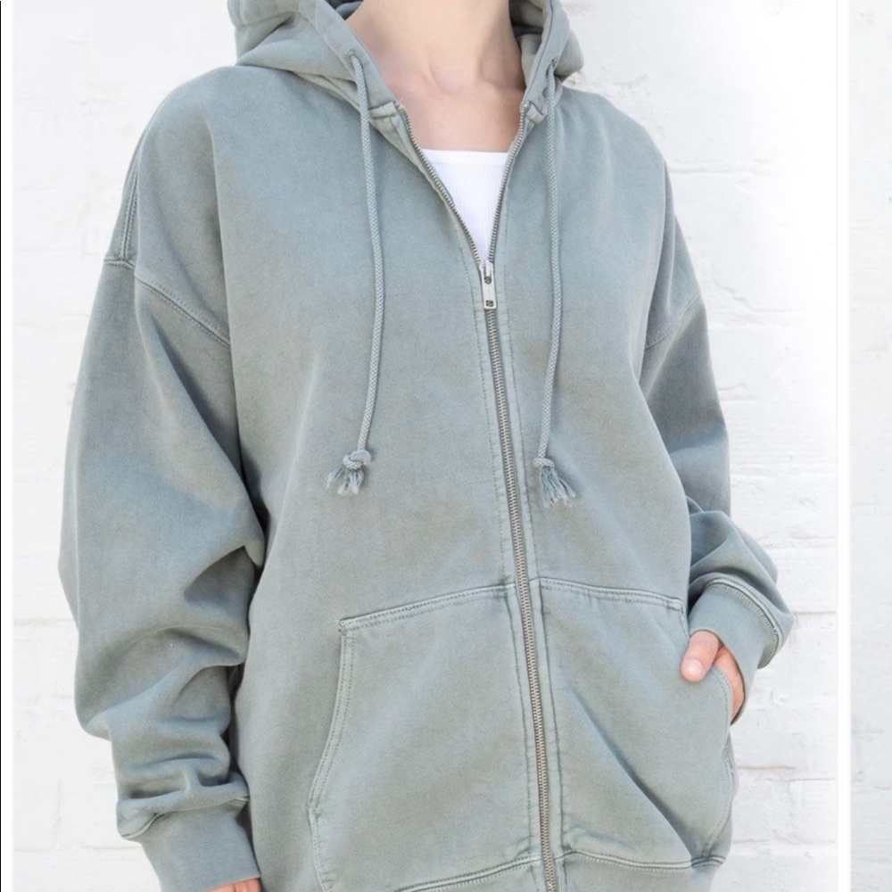 Brandy Melville Christy Hoodie NWT Oversized Fit in Dark Sage Green